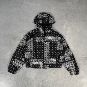 Nike Paisley Hooded Jacket Black White Print - Size: Small